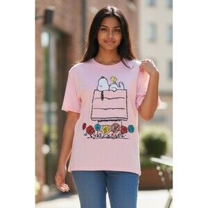 Peanuts Snoopy Graphic Tee, Pink Woodstock Shirt, Coquette Cartoon T Shirt, Y2K